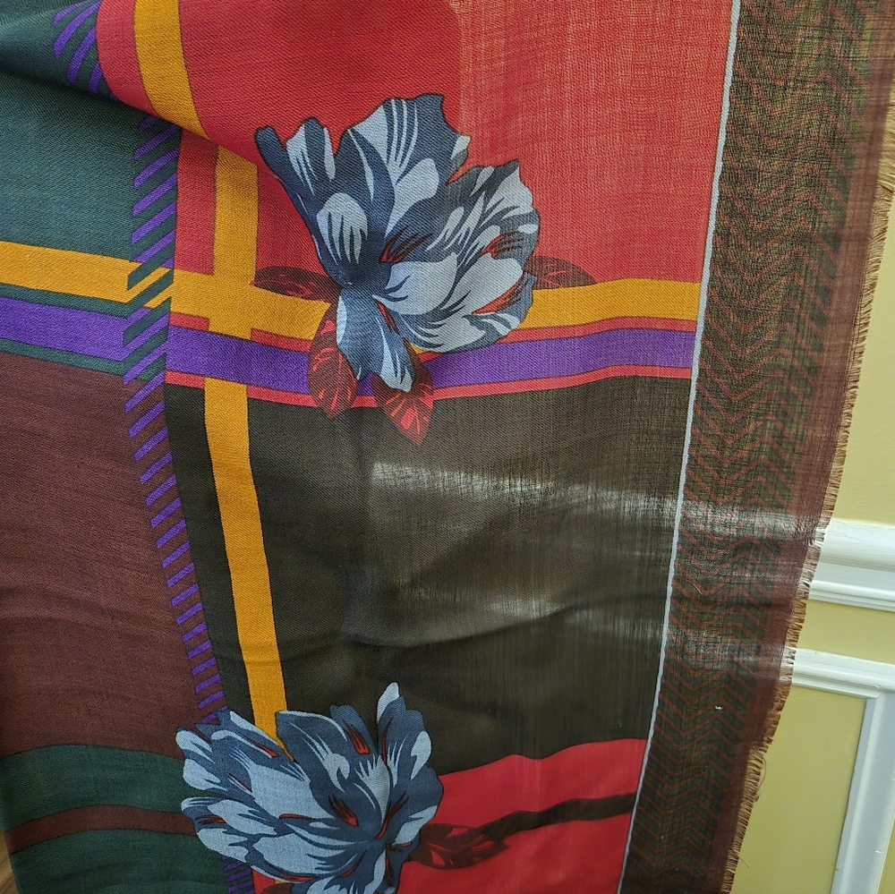 Christain Dior Colorful Patterned 37"x37" Scarf - Picture 5 of 8